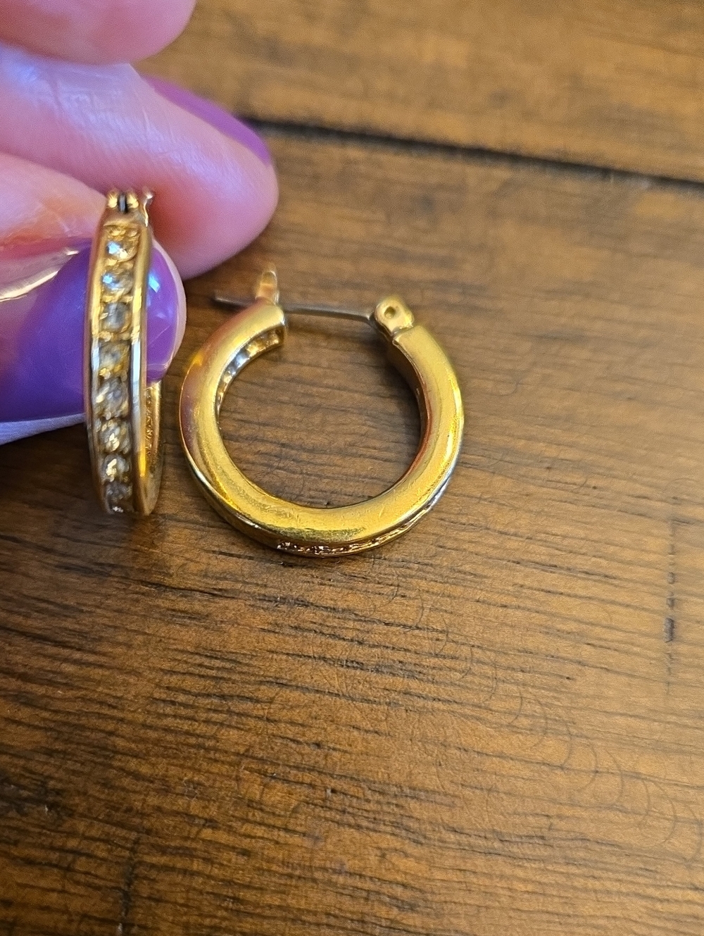 Classic Gold Hoop Earrings with Crystal Accents - Women Jewelry